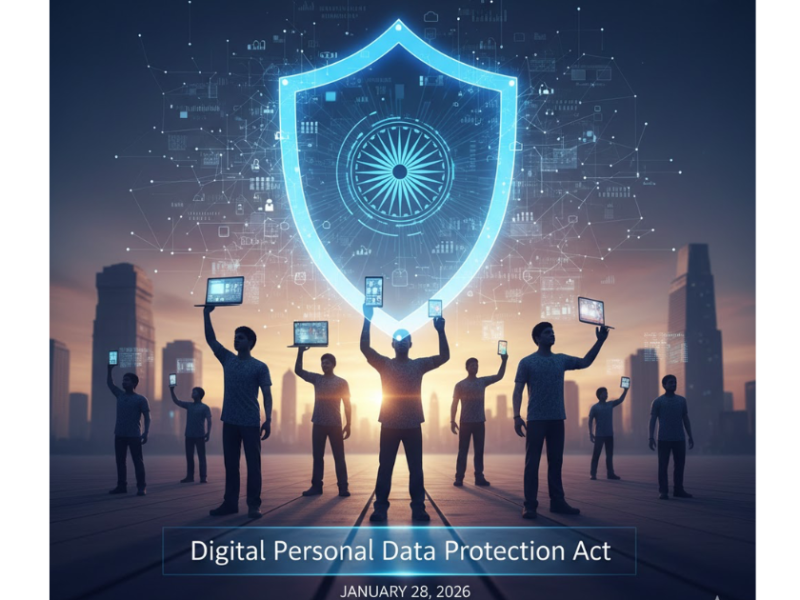 Infographic showing key citizen rights, organisational obligations, and enforcement measures under India’s Digital Personal Data Protection Act 2025, highlighting consent, access, correction, erasure, data security, breach notification, and special protections for children and significant data fiduciaries.