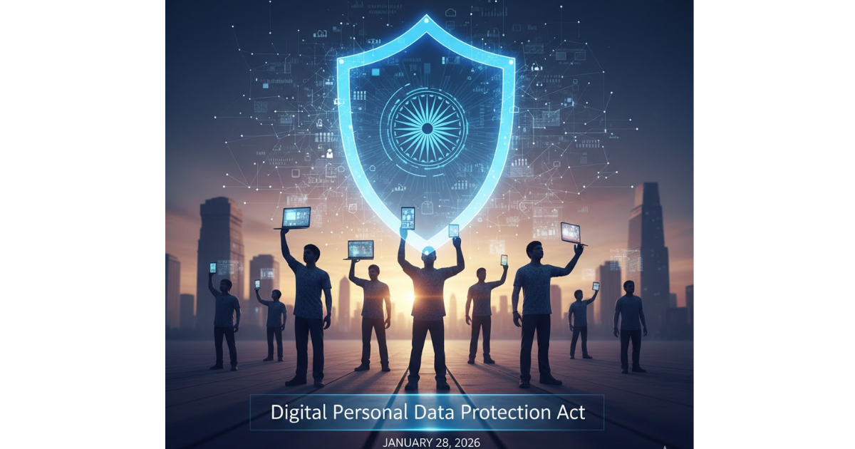 Infographic showing key citizen rights, organisational obligations, and enforcement measures under India’s Digital Personal Data Protection Act 2025, highlighting consent, access, correction, erasure, data security, breach notification, and special protections for children and significant data fiduciaries.